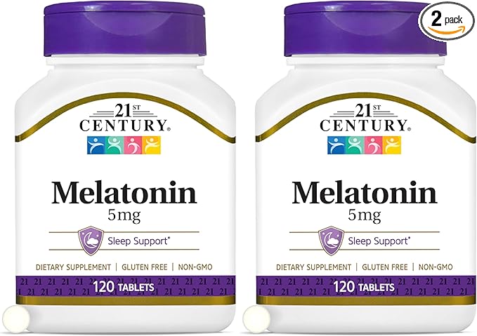 21st Century Melatonin 5 mg Tablets, 120 Count (Pack of 2)
