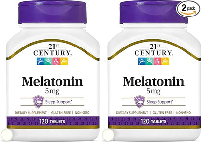 21st Century Melatonin 5 mg Tablets, 120 Count (Pack of 2)