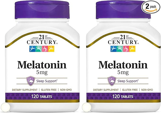 21st Century Melatonin 5 mg Tablets, 120 Count (Pack of 2)