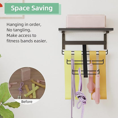 TJ.MOREE Resistance Rack Band Storage Hanger with Shelf Gym Equipment Organizer, Storage Rack for Home Gym