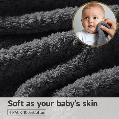 REDKISS Ultra-Plush Bath Towel Set - 900GSM Premium Thick Cotton for Bathroom & Spa, Super Absorbent Quick-Dry Bath Sheets with No Shedding (4-Piece Set for Luxury Hotel & Home Use)-Smoky Grey