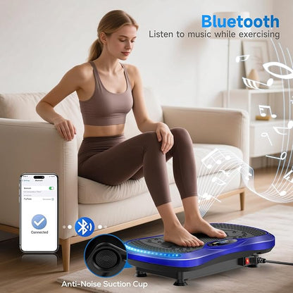 Vibration Plate Exercise Machine for Lymphatic Drainage, Vibration Machine for Full-Body Weight Loss Shaping, Vibrate Fitness Platform 400 Lbs & 200 Adjustable Speeds for Women Men Home Gym