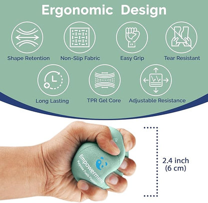 Mind & Body Stress Balls for Adults - Triple Density Squeeze Balls for Hand Therapy & Grip Strengthening - Stress & Anxiety Relief - Physical Therapy Support - Soft, Medium, Hard Gel Core