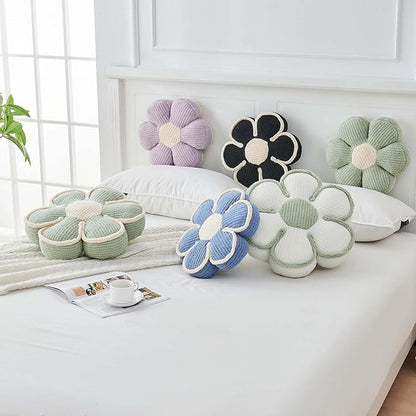 Flower Pillow, Soft Flower Decorative Throw Pillow, Cute Daisy Flower Shaped Seating Floor Cushion Room Décor Plush Pillows for Sofa Couch Bed (17.7 Inch, Blue)