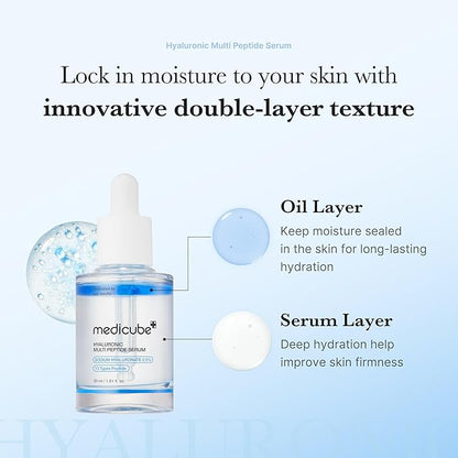 medicube Hyaluronic Multi Peptide PDRN Serum for Glowing and Soothing | Lightweight Water Plumping Radiant Facial Serum for All Skin Type, Hydrating Moisturizer, Korean Skincare | 30ml 1.01fl.oz.