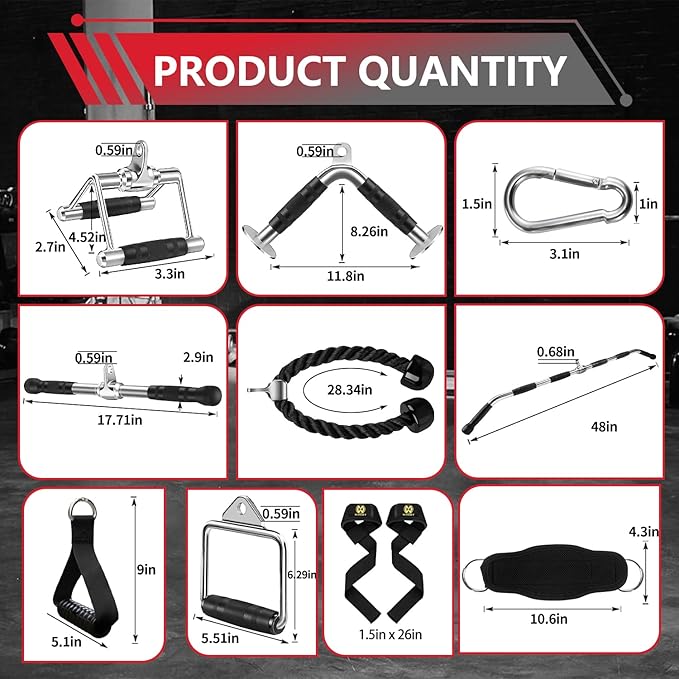 Cable Machine Attachment, LAT Pulldown Attachments, Home Gym Accessories, Triceps Pull Down Attachment
