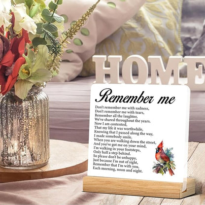 Remembrance Gifts Memorial Gifts for Loss of Loved One, Remember Me Sympathy Acrylic Desk Plaque Sign 4 x 4 Inches