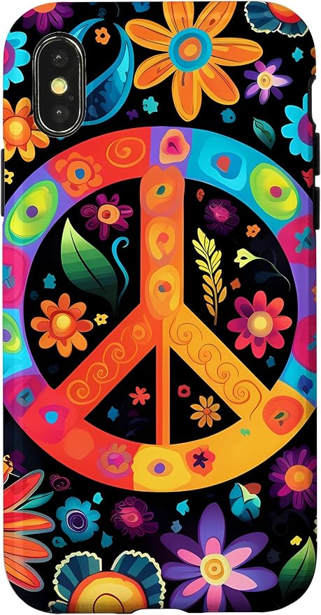 iPhone X/XS Peace Sign Hippie Floral Case