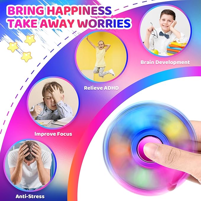 FIGROL 3 Pack Pop Fidget Spinners for Party Favors｜Hand Fidget Bulk Toys for Classroom Return Prizes｜Sensory Fidget Toys for Teens Boys Girls｜Brithday Gifts Prizes