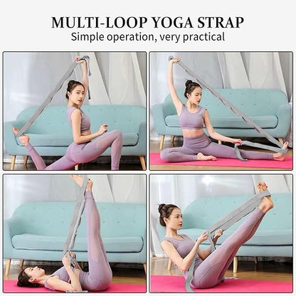 Stretching Strap Yoga Strap, 10 Loops Non-Elastic Stretch Bands Helps Women and Men Improve Flexibility for Home Workout, Physical Therapy, Pilates, Exercise, Dance, Comes with Door Anchor