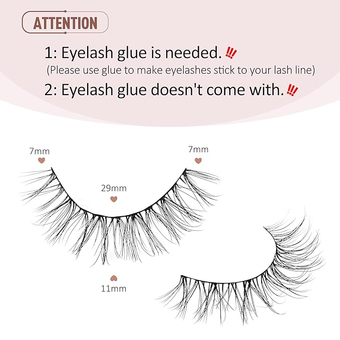 Eyelashes Natural Look Fake Eyelashes Natural Lashes Lightweight False Eyelashes Wispy Lashes 3D Faux Mink Eyelashes 7 Pairs D3
