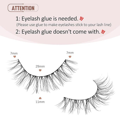 Eyelashes Natural Look Fake Eyelashes Natural Lashes Lightweight False Eyelashes Wispy Lashes 3D Faux Mink Eyelashes 7 Pairs D3