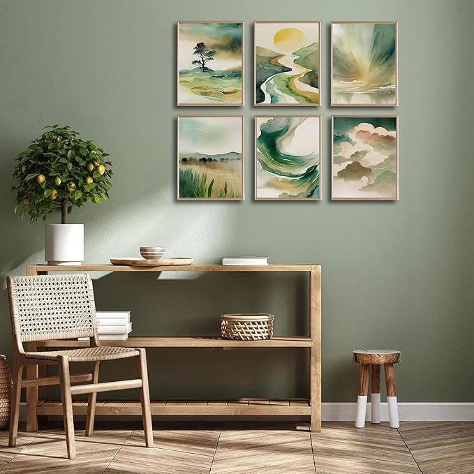 6 greens Mental Health Posters Boho Sun Mountain Wall Art Motivational Psychology Wall Decor Pictures Inspirational Positive Quotes Canvas Poster Prints For Home Counseling Office Decor Unframed