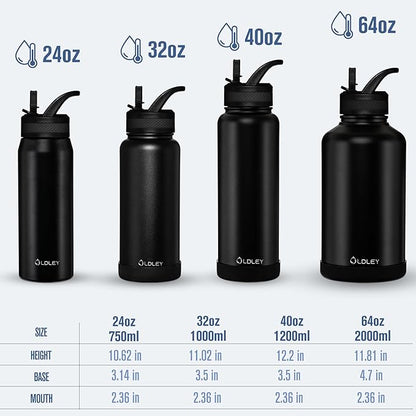 OLDLEY 32 oz Insulated Water Bottle With Straw, Stainless Steel Sports Water Cup Flask with 3 Lids(Straw, Spout and Handle Lid) Double Walled Travel Thermal Canteen Mug,Lavender Mist