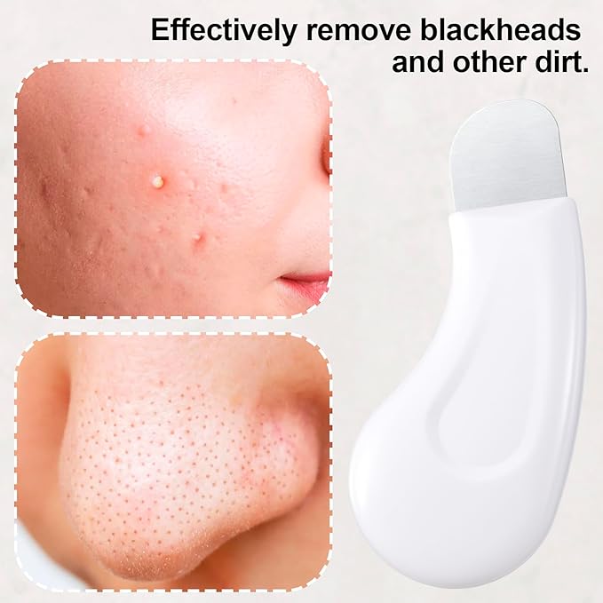 Manual Face Spatula, Metal Facial Scraper with Silicone Lid for Men & Women, Reusable Face Scrubber for Dry Oily Skin- White
