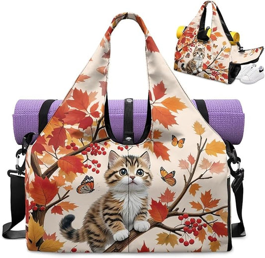 Yoga Mat Bag for Women Men Large Carryall Tote with Adjustable Shoulder Strap for Gym Yoga Travel Pilates Office