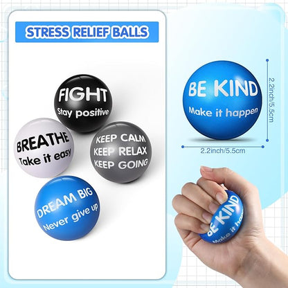 Liliful 48 Pieces Motivational Stress Balls Bulk for Adults Fidget Toys End of The Year Gifts Inspirational Squeeze Balls Employee Appreciation Gift Adult Goodie Bag 2. 2 Inch(Classic Colors)