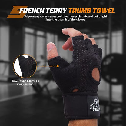 Bear Grips Weight Lifting Gloves for Men & Women | Half Finger Lifting Gloves | Full Finger Workout Gloves for Men | No Finger Exercise Gloves l Compression Weightlifting Gloves | Gym Gloves for Men