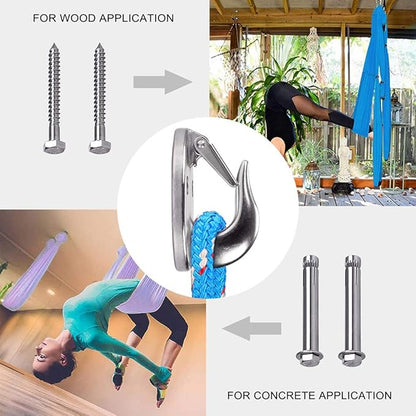 SELEWARE 3 Pack Heavy Duty Stainless Steel Wall Anchors for Resistance Bands – 2000 lbs Load Capacity, Space-Saving Home Gym & Physical Therapy Mounts for Strength Training & Body Weight Straps