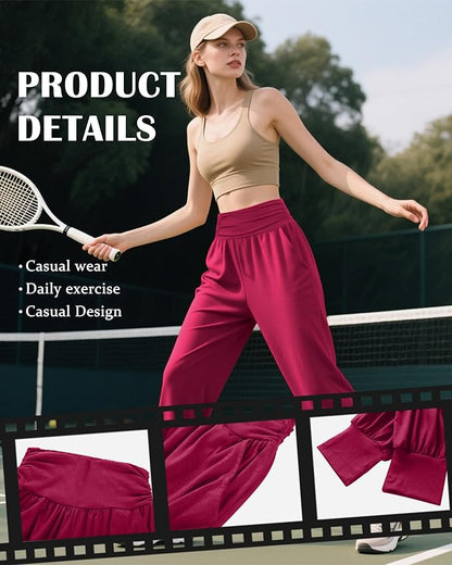 2 Pack Women's Yoga Joggers, Cozy Sweatpants with Pockets Casual Loose Comfy High Waisted Lounge Pants