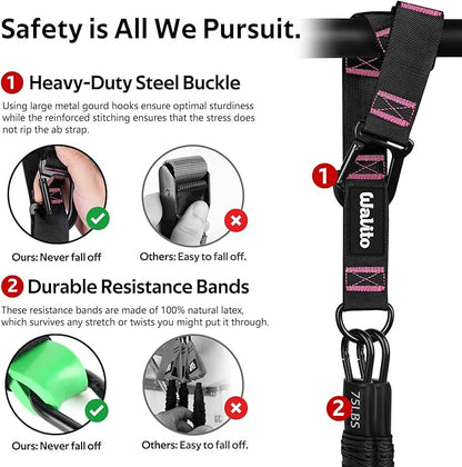 Pull Up Assistance Bands Set, Heavy Duty Adjustable Pull Up Assist Band with Feet Rest, Strength Training Bands for Home Gym Fitness, Pull-Up Bar, Calisthenics and Body Stretching