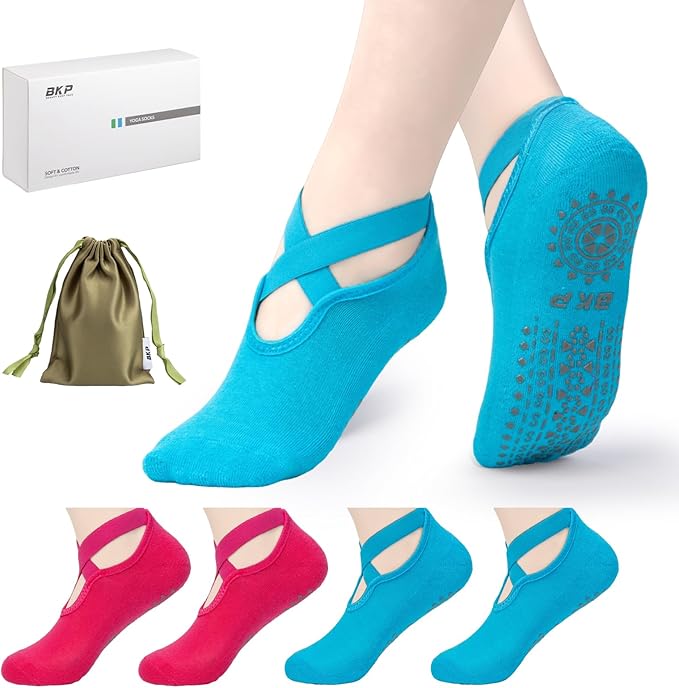 BKP Yoga Socks For Women,Non slip Grip Pilates Socks Suitable For Ballet,Plasticity,Dance,Home,Training
