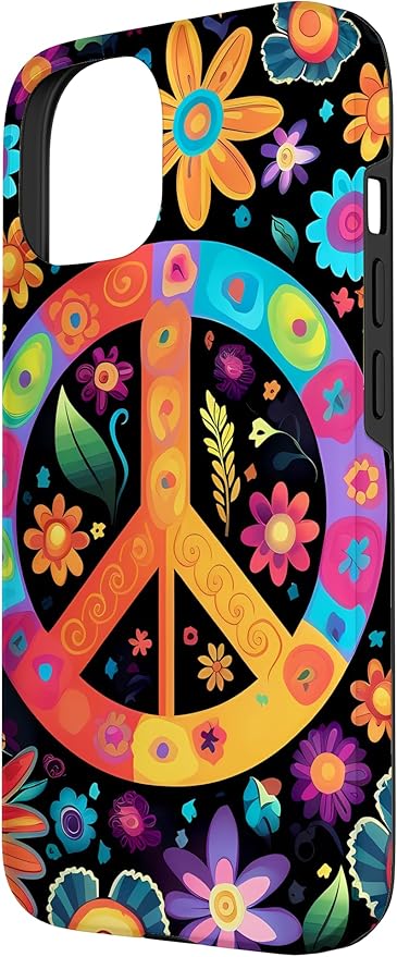 iPhone 15 Peace Sign Hippie Floral Case