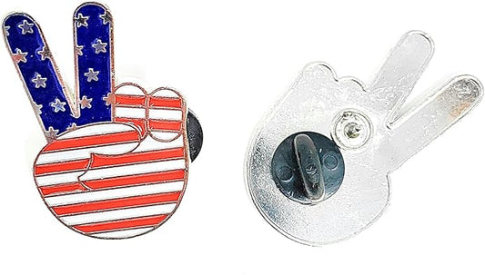 Bulk 20 Pack Patriotic Peace Sign Morale Pin - American Flag Peace Symbol - Perfect for 4th of July Parades, July Fourth Party, Veteran's Day or Political Rally