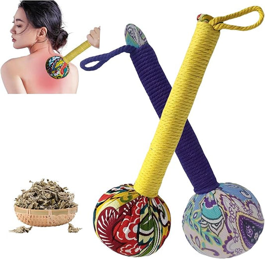 Wormwood Hammer, Manual Massage Hammer, Full Body Massage, Relieve Muscle Pain, Open Meridian. (Purple Yellow)