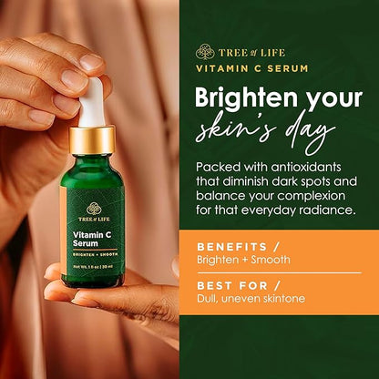 Tree of Life Beauty Skin Care Set, Brightening, Firming, Dry Face, Dermatologist Tested - Complete Hydration Trio, Vitamin C Serum, Niacinamide, Pro Collagen Peptide, 3 count of 1Fl oz