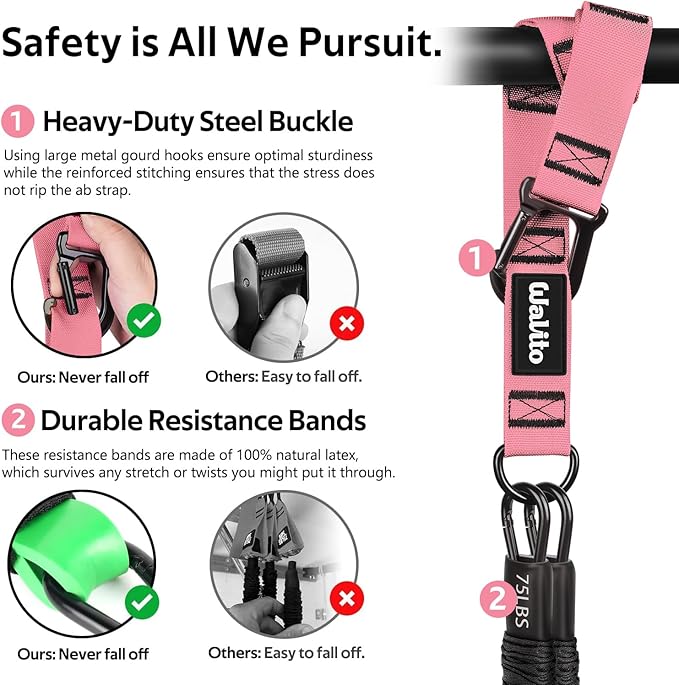 Pull Up Assistance Bands Set, Heavy Duty Adjustable Pull Up Assist Band with Feet Rest, Strength Training Bands for Home Gym Fitness, Pull-Up Bar, Calisthenics and Body Stretching