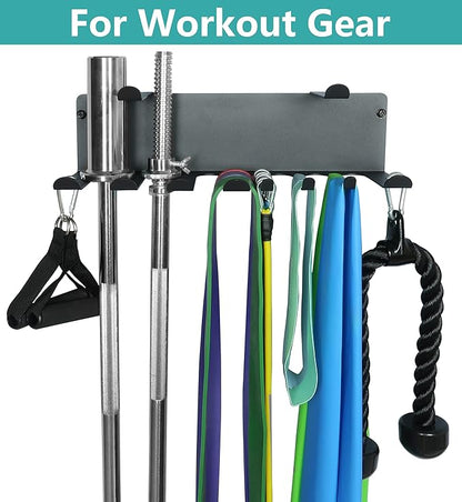 Multi-Purpose Gym Storage Rack Resistance Bands Holder Home Gym Accessories Storage Fitness Bands Rack Heavy Duty Hooks for Resistance Bands, Straps, Jump Ropes, Foam Rollers, Chains