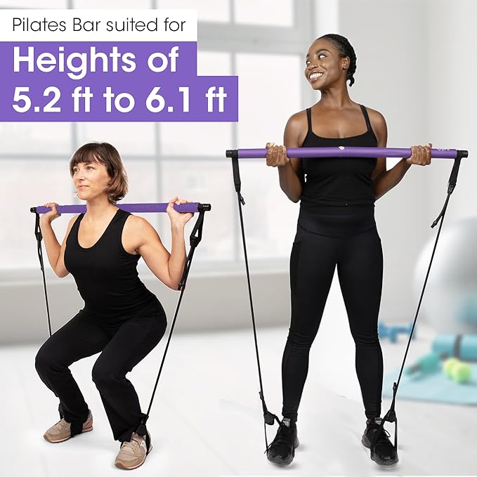 Pilates Bar Kit for Home Workouts | Portable Home Pilates Kit Set for Women & Men | Workout Bar for Legs, Hip, Waist and Arm | Includes Pilates Socks, 30-Day Challenge & Meal Plan