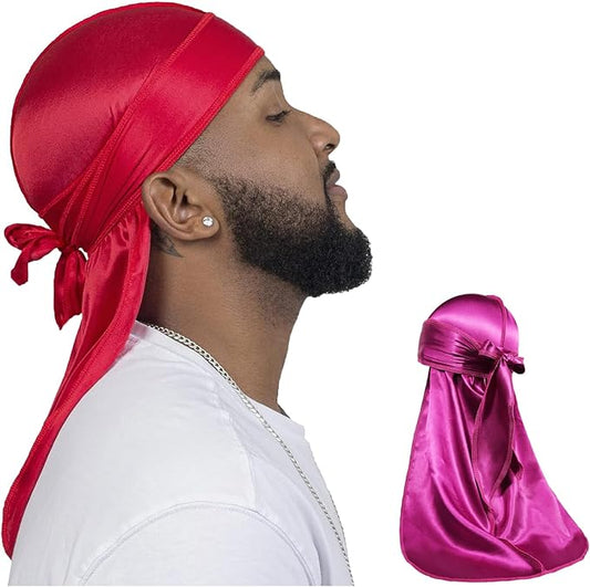 ForceWave 2 Pieces Silky Durag Pack for Men Women Waves, Premium Satin Deluxe Du-rag