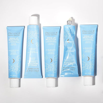 Pacifica Wake Up Beautiful Cleansing Balm & Makeup Remover - 2-in-1 Waterless Face Cleanser for Dry & Sensitive Skin, Hydrating No-Rinse Balm Dissolves Stubborn Makeup, 2.5oz