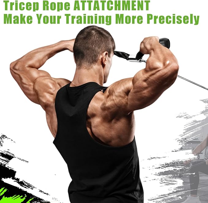 Tricep Rope Cable Machine Attachment, LAT Pulldown Accessories,Double D Handle,V Bar, Tricep Straight Bar for Gym Home Gym Weight Fitness