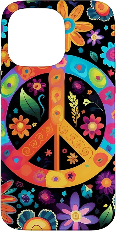 iPhone 14 Pro Max Peace Sign Hippie Floral Case