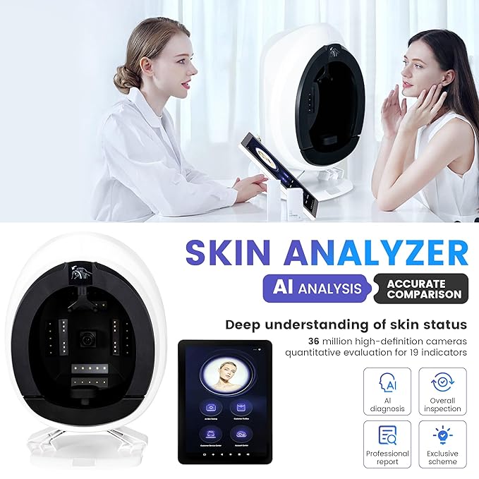 Home Skin Scanner | AI Smart Skin Quality Tester | Deep Moisture, Spot, and Wrinkle Analysis | Multifunctional Beauty Device | Personalized Skin Care Report