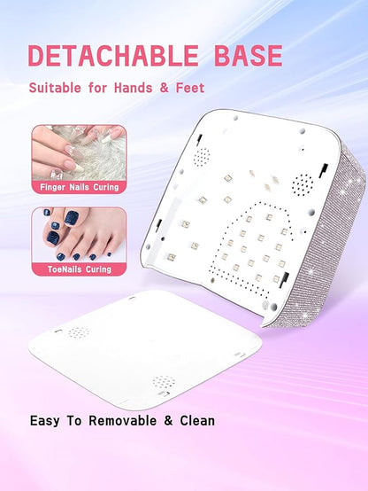 Cordless Gel Nail Lamp, Rechargeable UV LED Nail Dryer for Gel Polish with LCD Display, Auto Sensor and 5 Timer Settings Professional Gel Curing Light for All Gel Nail Polish, Manicure Tools