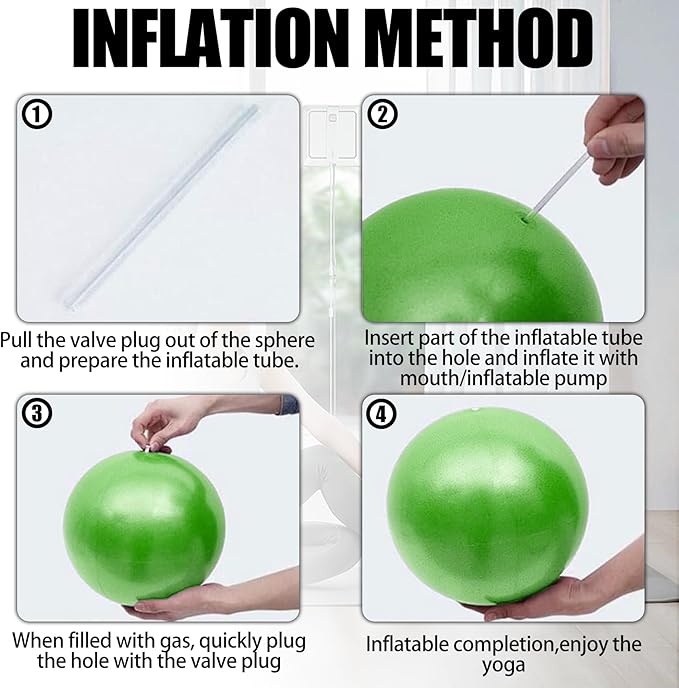 Small Exercise Ball Anti-Burst Non-Slip Stability 9 Inch with Inflatable Straw Mini Pilates Balls Ideal for Yoga Exercise Pilates Physical Therapy Stretching Core Fitness