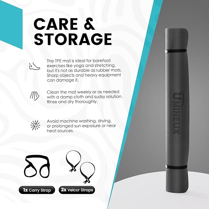 UMINEUX Large Yoga Mat for Men and Women 1/4 & 2/5 Inch Extra Thick TPE Fitness Mat for Home Gym Workout, Non-Slip, Eco Friendly Exercise Mat for Yoga, Pilates, Stretching, Meditation