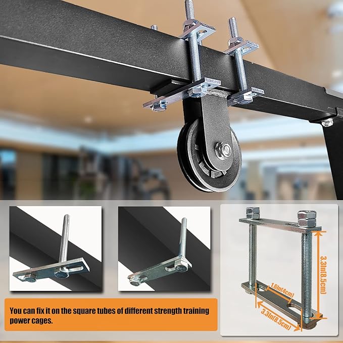 KORIKAHM Power Rack Pulley Attachment, LAT Pulldown Machine - Cable & Weight Dual Pulley System for Home Gym Strength Training, Power Racks