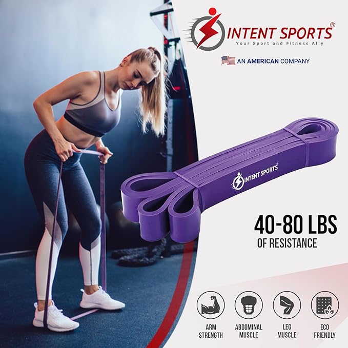 INTENT SPORTS Pull Up Assist Bands – Assistance and Resistance Bands for Pull-Up, Fitness, Body Stretching, Mobility Work, Weightlifting, Heavy Duty - Single/Set – Exercise Videos - eBook!