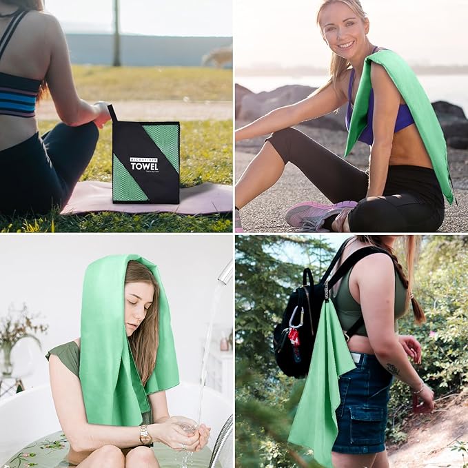 Microfiber Travel Towel, Soft Lightweight Quick Dry Towel, Super Absorbent Compact Travel & Sports & Beach Towels for Camping, Backpack, Gym, Swimming, Yoga, Hiking (M:20"×40" -MintColor)