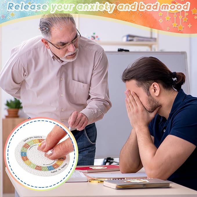 36 Pcs Anxiety Sensory Stickers Mental Health Stickers Fidget Textured Strips Toys Adhesive Tactile Calm Relief Items for Adults Desk School Counselor Classroom(Retro Breath Style)