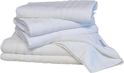 Mosobam Luxury Turkish 6pc Mixed Bath Bundle 2 Sizes for Body Towels and 2 for Mats White 700 GSM & 1000 GSM Bamboo Viscose & Aegean Turkish Combed Cotton
