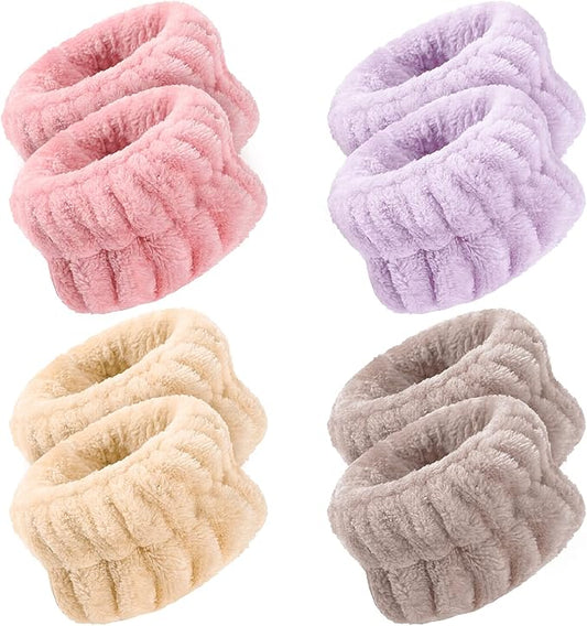 8 Pcs Wrist Bands for Washing Face, Microfiber Women's Wrist Towels for Washing Face Wristbands, Absorbent Wrist Sweatband Prevent Liquid from Spilling Down Your Arms