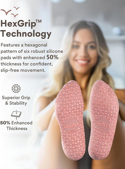 Slouch Pilates Grip Socks Yoga Barre Non Slip Scrunch Merino Wool Gym Workout Breathable Moisture Wicking Anti Odor