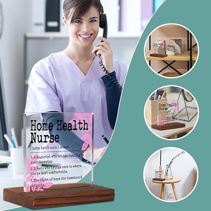 Home Health Nurse Appreciation Gift Clear Desk Decor Sign, Recognition Gifts for Geriatric Nurse Home Healthcare Nursing Students Graduation Nurses Week, Definition Clinic Office Plaque TZD46
