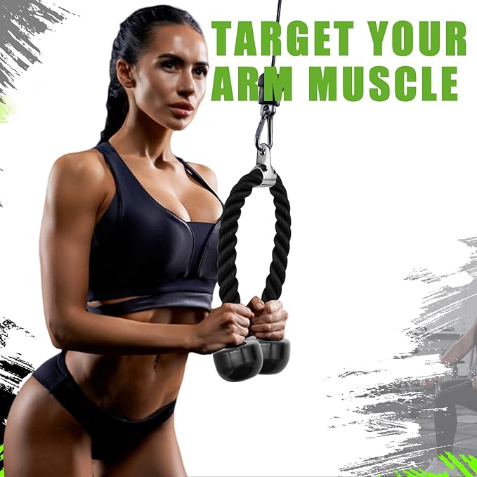 Tricep Rope Cable Machine Attachment, LAT Pulldown Accessories,Double D Handle,V Bar, Tricep Straight Bar for Gym Home Gym Weight Fitness